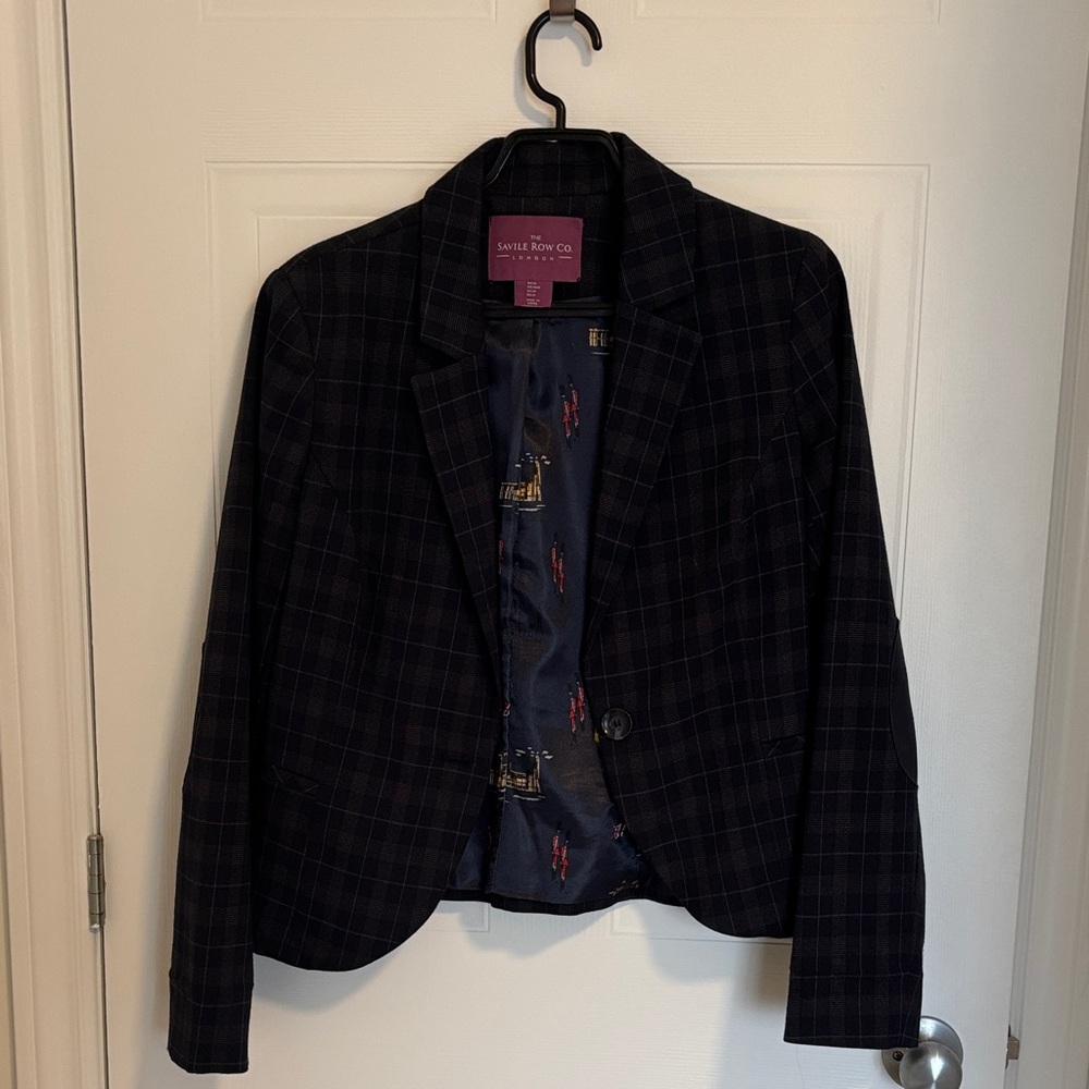 The Savile Row Co. London Women's Navy Plaid Blazer M